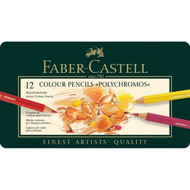 Набор цветных карандашей Faber Polychromos 12 цв металл. коробка - изображение 2