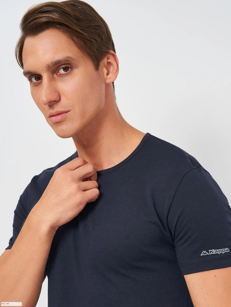 Футболка нательная мужская хлопковая Kappa K1305 XL Темно-синяя (8052394816219) - Фото 4 Футболка нательная мужская хлопковая Kappa K1305 XL Темно-синяя (8052394816219) - изображение 4