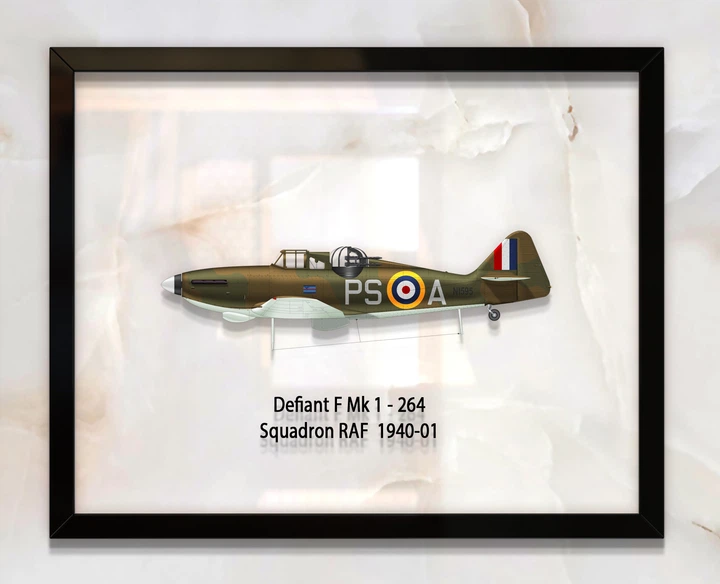 Принт на склі Artel «Двомісний винищувач RAF Boulton Paul Defiant Mk 1 264 Ескадрилья 1940» 36 x 28см - Фото 1 Принт на склі Artel «Двомісний винищувач RAF Boulton Paul Defiant Mk 1 264 Ескадрилья 1940» 36 x 28см - зображення 1