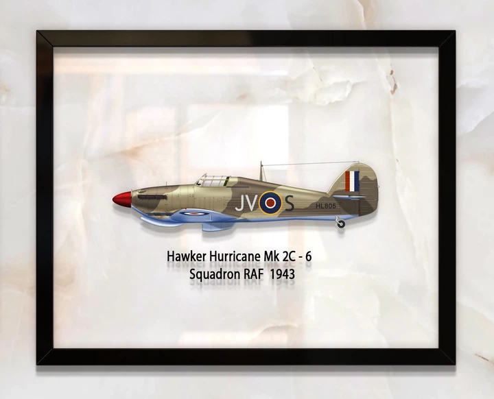 Принт на стекле Artel «Истребитель Hawker Hurricane Mk 2C 6 Эскадрилья 1943 год» 46 x 36см - Фото 1 Принт на стекле Artel «Истребитель Hawker Hurricane Mk 2C 6 Эскадрилья 1943 год» 46 x 36см - изображение 1