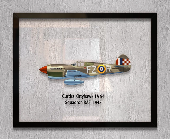 Принт на стекле Artel «Истребитель Curtiss P-40 94 Эскадрилья RAF 1942 год» 46 x 36см - Фото 1 Принт на стекле Artel «Истребитель Curtiss P-40 94 Эскадрилья RAF 1942 год» 46 x 36см - изображение 1