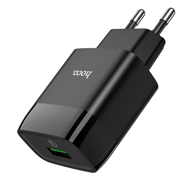 Мережевий зарядний пристрій Hoco C72Q USB 2A QC3.0 18W без кабеля black - зображення 2