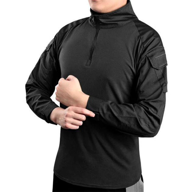Тактическая рубашка Pave Hawk PLHJ-018 Black 2XL убакс мужская однотонная с карманами на рукавах - изображение 2