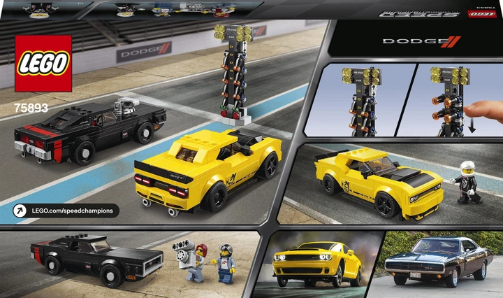Zestaw klocków LEGO Speed Champions Cars 2018 Dodge Challenger SRT Demon oraz 1970 Dodge Charger R/T 478 elementów (75893) - obraz 18