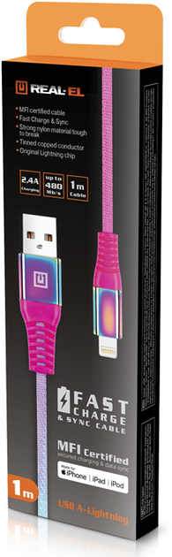 Кабель Real-El MFI USB A - Lightning Rainbow 1 м (EL123500051) - зображення 10