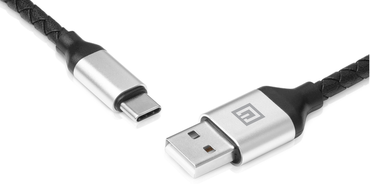 Кабель Real-El Premium USB A - Type C Leather 1 м Black-silver (EL123500049) - зображення 2