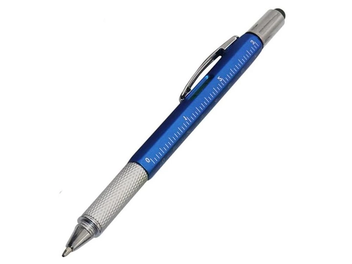 Шариковая ручка Genkky С отверткой, стилусом, линейкой и уровнем Черное чернило Синий (1004-446-08) - зображення 1
