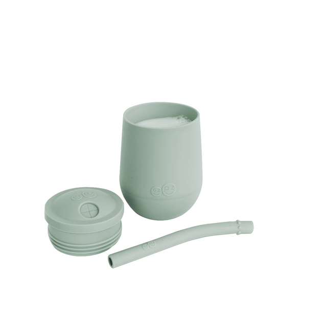 Чашка в наборі з кришкою і соломинкою EZPZ Mini Cup SET Оливкова - зображення 2