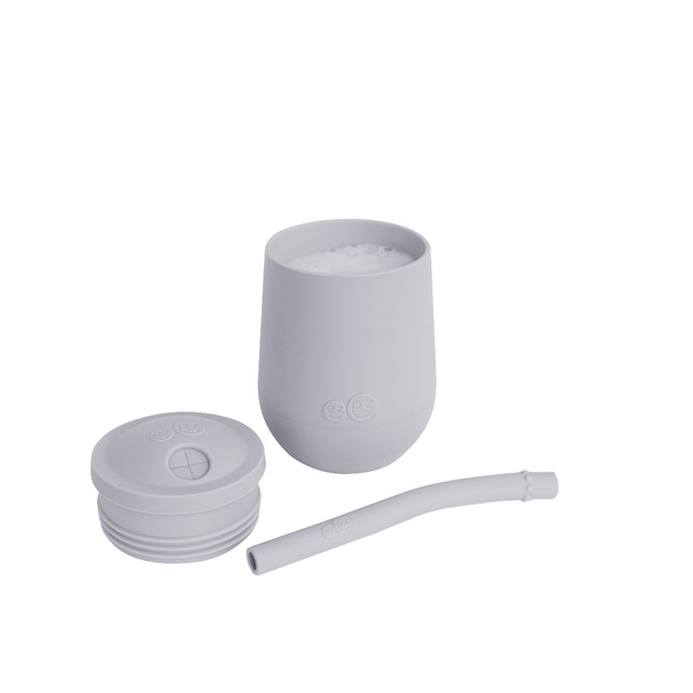 Чашка в наборі з кришкою і соломинкою EZPZ Mini Cup SET Сіра - зображення 2