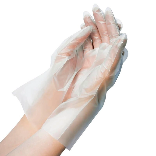 Перчатки одноразовые нестерильные,неопудренные CPE Unex Medical Products размер XL 200 шт. — 100 пар Белые (77-40-2) - изображение 2