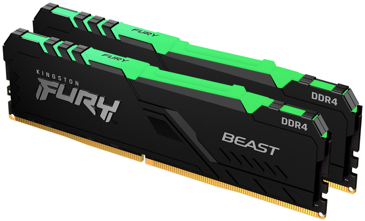 Оперативна пам'ять Kingston Fury DDR4-3733 32768 MB PC4-29864 (Kit of 2x16384) Beast RGB Black (KF437C19BB1AK2/32) - зображення 1