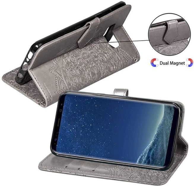 Чохол Vintage для Samsung Galaxy S8 / G950 книжка з сірим візерунком - Фото 3 Чохол Vintage для Samsung Galaxy S8 / G950 книжка з сірим візерунком - зображення 3