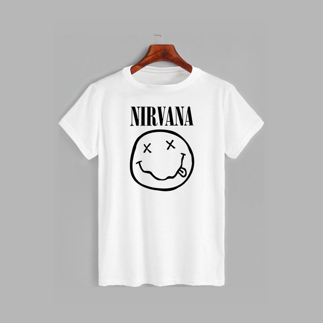 Акція на Футболка бавовняна довга чоловіча Likey Nirvana Smile M150-0419 XXL Біла від Rozetka