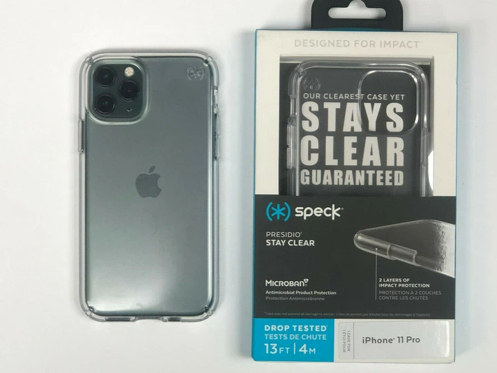 Чехол прозрачный противоударный с антимикробным покрытием Speck Presidio Stay Clear Б.У. для Iphone 11 Pro (5.8") Crystal - Б/У - изображение 8