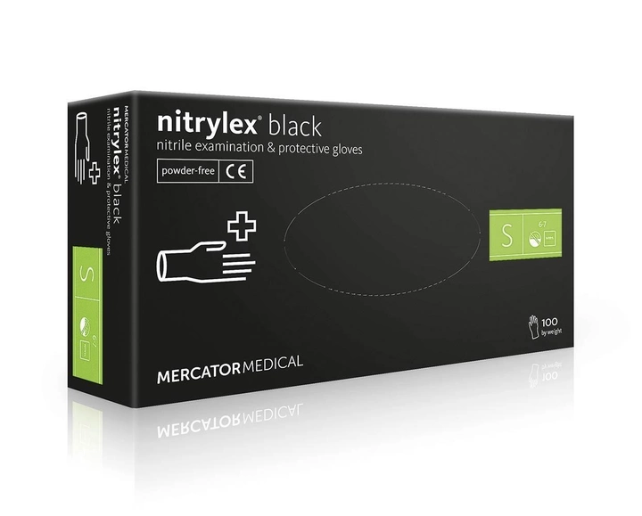 Перчатки нитриловые Nitrylex® Black нестерильные неопудренные черные S (6736081) - изображение 1