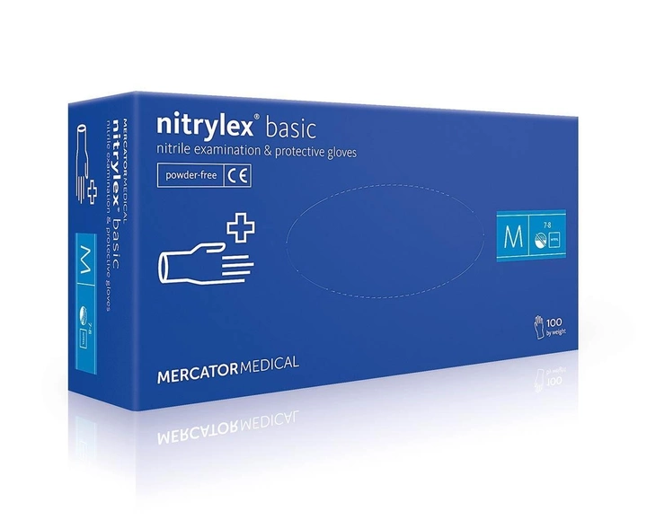 Перчатки нитриловые Nitrylex® Basic нестерильные неопудренные M (6736067) - изображение 1