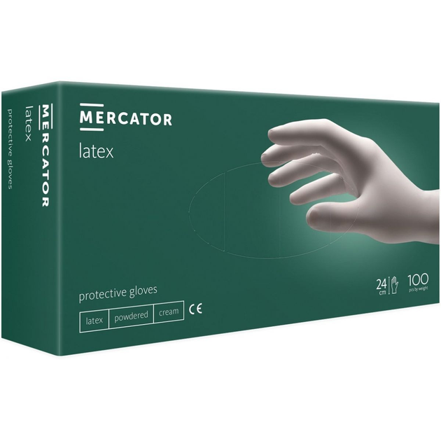 Перчатки латексные Mercator® Latex нестерильные опудренные кремовые XL (6736054) - изображение 1