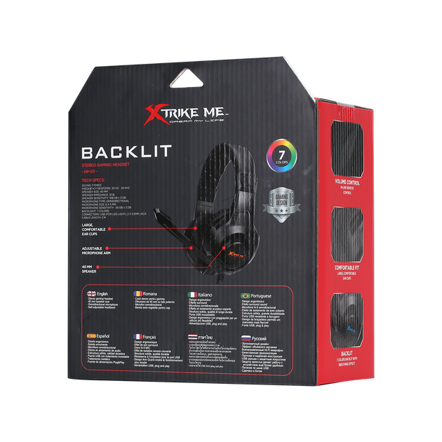 Наушники игровые Xtrike Me HP-311 с микрофоном и подсветкой Black - изображение 5
