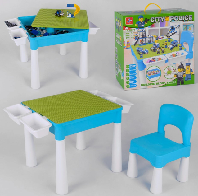 Столик детский игровой со стульчиком + конструктор, 505 деталей, LX ...