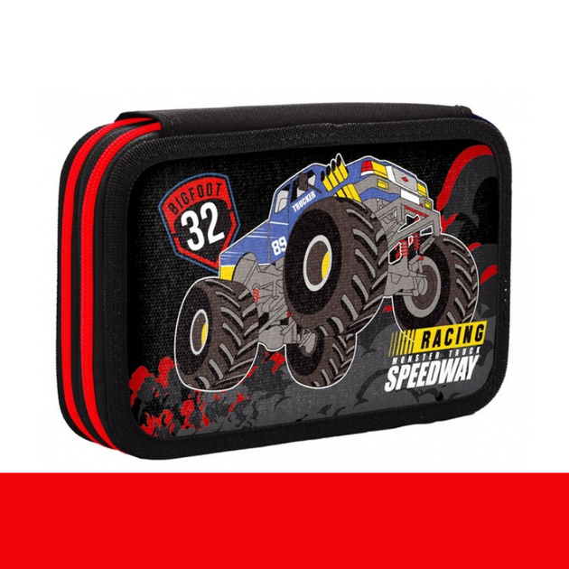 Пенал школьный твердый двойной для мальчиков 1Вересня Monster Truck Черный (532975) - Фото 1 Пенал школьный твердый двойной для мальчиков 1Вересня Monster Truck Черный (532975) - зображення 1