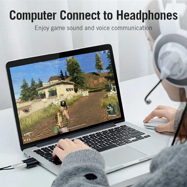 Внешняя звуковая карта USB, 2 в 1, Vention VAB-S17, стереофоническая, 2.1, (поддерживает все ОС) - изображение 2