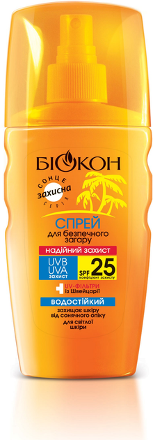 Спрей для безопасного загара Биокон Средняя защита SPF-25 160 мл ...