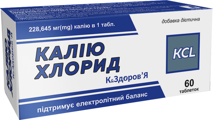 Домішка дієтична Красота та Здоров'я Калію хлорид 60 таблеток ...
