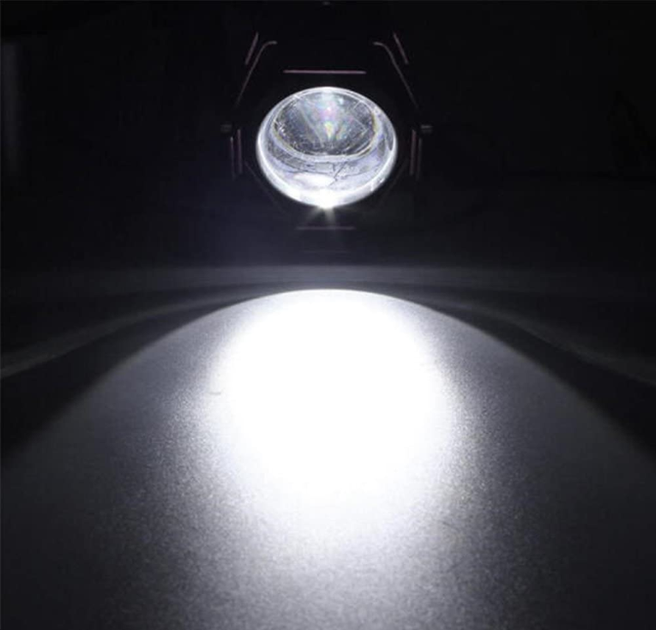 Мотофари 2шт, прожектори фари для мотоцикла U5 LED 12В + кнопка, чорні - зображення 2