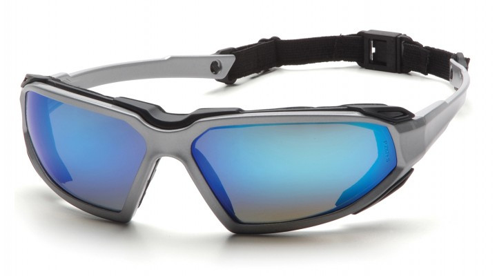 Балістичні окуляри із ущільнювачем Pyramex модель HIGHLANDER SILVER Ice Blue Mirror - зображення 1
