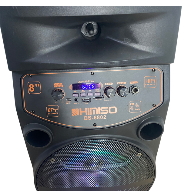 Колонка 2000W з мікрофоном для караоке з Bluetooth і підсвічуванням KIMISO QS-6802 - Фото 10 Колонка 2000W з мікрофоном для караоке з Bluetooth і підсвічуванням KIMISO QS-6802 - зображення 10
