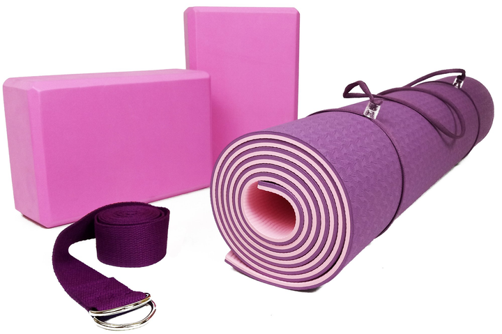 Набор для йоги EasyFit PRO фиолетовый-розовый (EF-YPVP) - коврик для ...