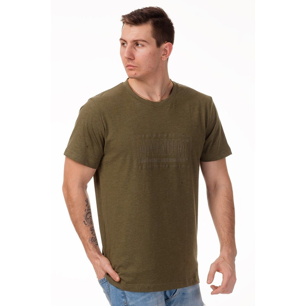 Футболка Magnum Essential T-Shirt OLIVE GREY MELANGE XXL Зелений (MGETOGM) - зображення 1