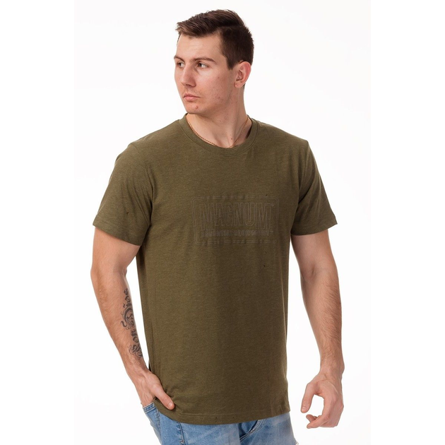 Футболка Magnum Essential T-Shirt OLIVE GREY MELANGE XXXL Зелений (MGETOGM) - зображення 1