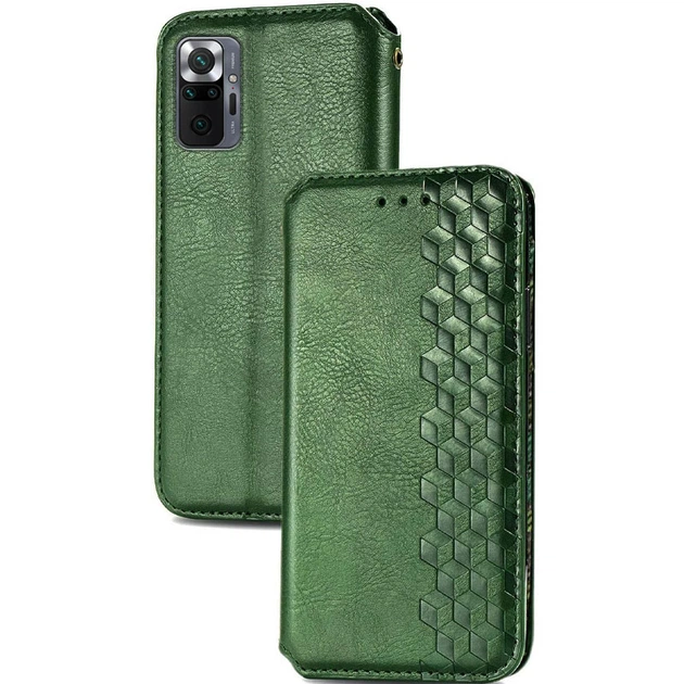 Шкіряний чохол книжка GETMAN Cubic (PU) для Xiaomi Redmi Note 10 Pro / 10 Pro Max Зелений - зображення 3