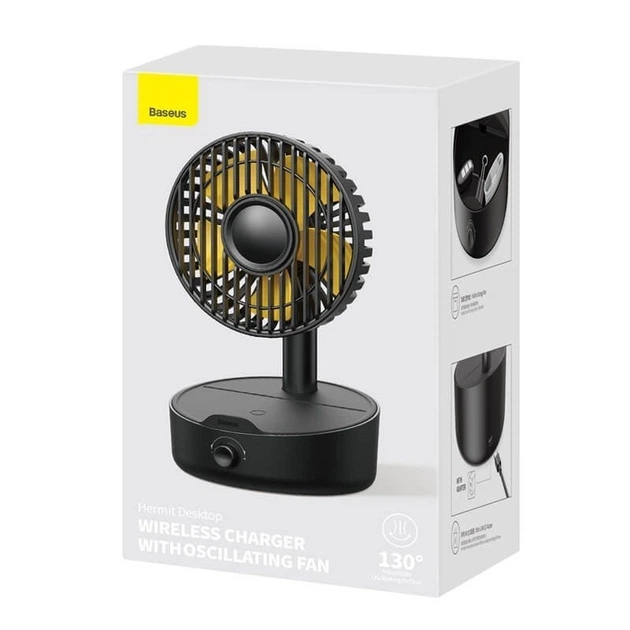 Вентилятор Baseus Hermit desktop wireless charger with oscillating fan |10W Qi| з бездротовою зарядкою для Android|iOS - зображення 4