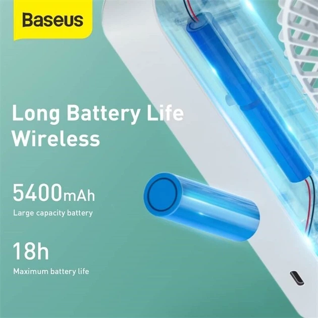 Вентилятор Baseus cube Shaking Fan 5400mAh, 15-45°, 700g - зображення 5