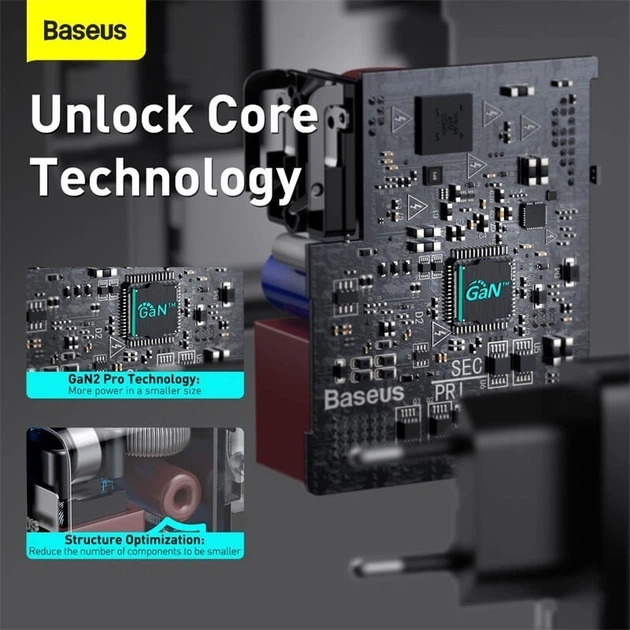 Блок питания Baseus GaN2 100W Quick Charge 5.0 |1xType-C, QC/PD, 5A| + кабель USB-C 100W для MacBook/Huawei/Samsung/Asus/Google/Lenovo black - Фото 8 Блок питания Baseus GaN2 100W Quick Charge 5.0 |1xType-C, QC/PD, 5A| + кабель USB-C 100W для MacBook/Huawei/Samsung/Asus/Google/Lenovo black - изображение 8
