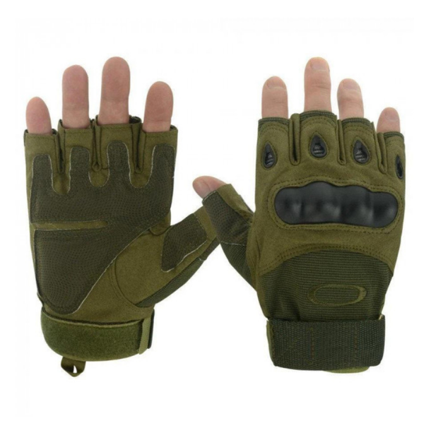 Беспалые тактические перчатки с усиленным Протектором Олива L - изображение 2