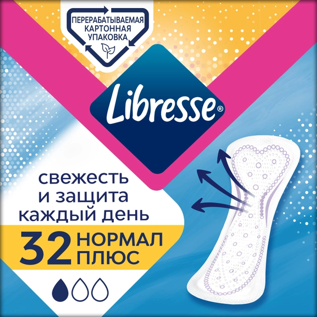 Ежедневные гигиенические прокладки Libresse Dailyfresh Normal Plus 32 шт (7322540757163) - изображение 1