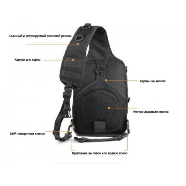 Рюкзак сумка тактическая военная штурмовая 20 л черный HunterArmor - изображение 2