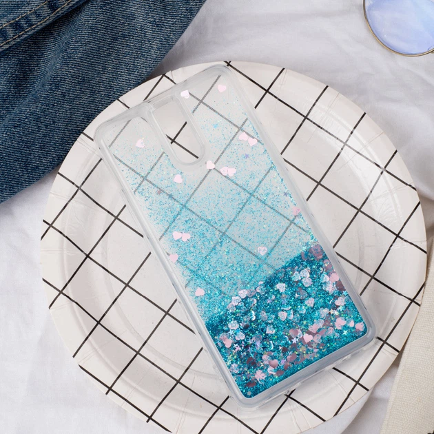 Чехол Glitter для Xiaomi Redmi 8 Бампер Жидкий блеск Синий - Фото 4 Чехол Glitter для Xiaomi Redmi 8 Бампер Жидкий блеск Синий - изображение 4