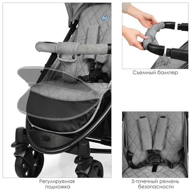 Прогулянкова коляска EL Camino Zeta New Denim Silver (ME 1011L) - Фото 4 Прогулянкова коляска EL Camino Zeta New Denim Silver (ME 1011L) - зображення 4