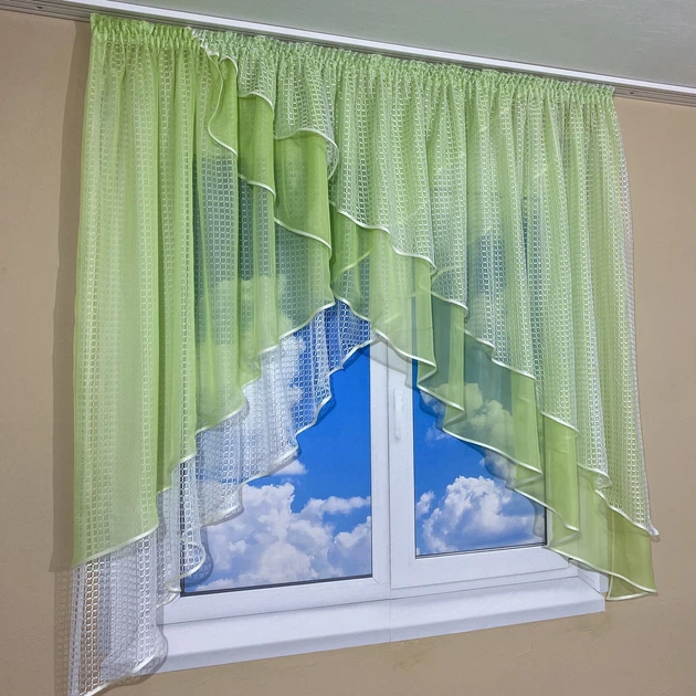 Кухонная занавеска TG Home №420 салатовая 300*160 - изображение 3