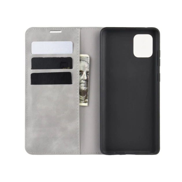 Чохол Taba Retro-Skin для Samsung Galaxy Note 10 Lite / N770 книга шкіра PU з візитницею сірий - зображення 5