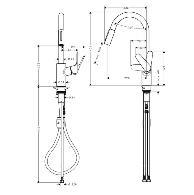Смеситель для кухни Hansgrohe Focus 31815670, матовый черный - изображение 2