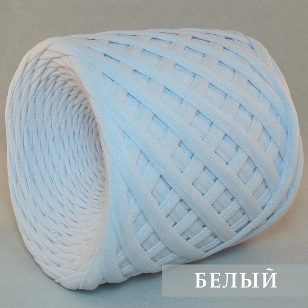 Трикотажная пряжа ЛАПША 7-9мм, 50м, Белый - изображение 2