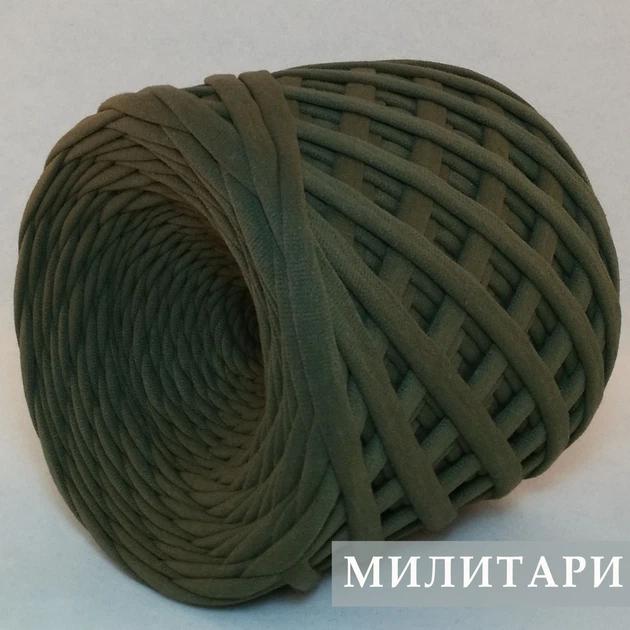 Трикотажная пряжа ЛАПША 7-9мм, Милитари - изображение 2