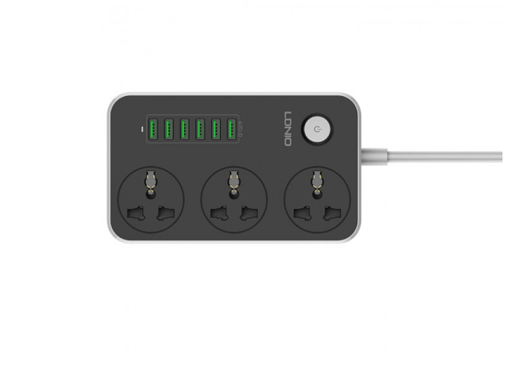 Мережевий фільтр LDNIO SE3604, 6USB, 3 розетки, 1.6м - зображення 2