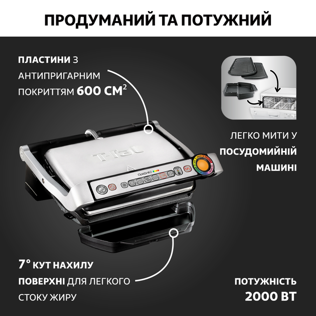 Гриль TEFAL OptiGrill+ GC716D12 - зображення 7