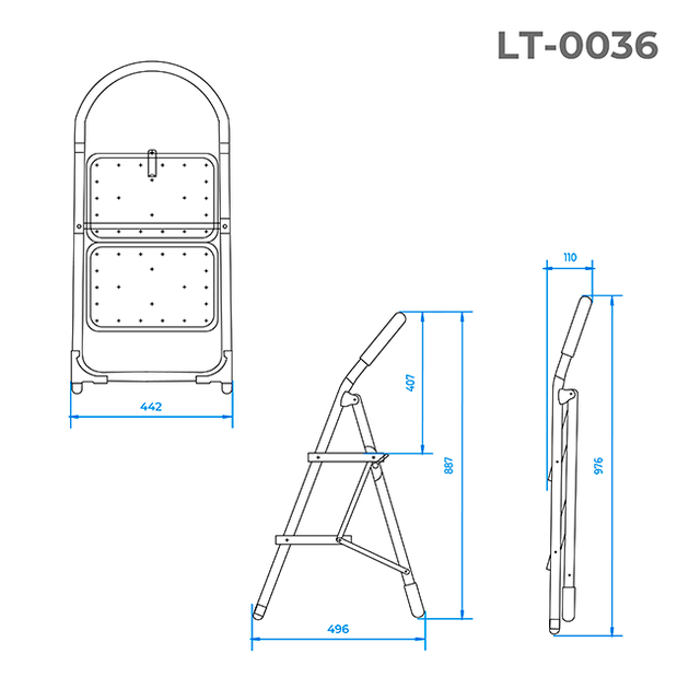 Стрем’янка 2 сходинки, висота 887 мм INTERTOOL LT-0036 - изображение 7